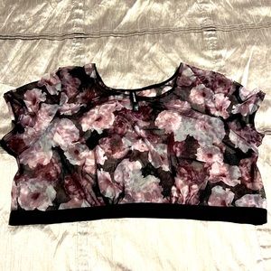 Sheer, floral, layering half-top